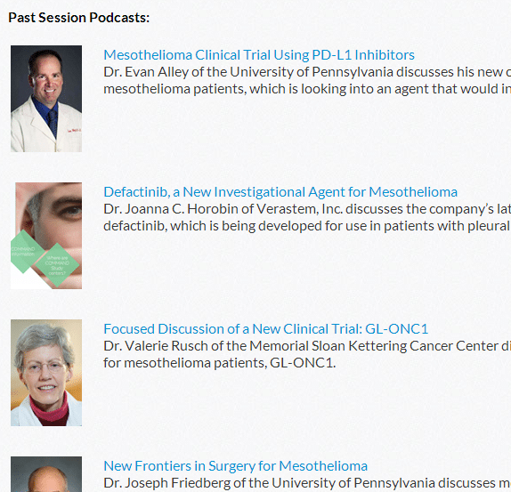 Meet the Mesothelioma Experts Web Page